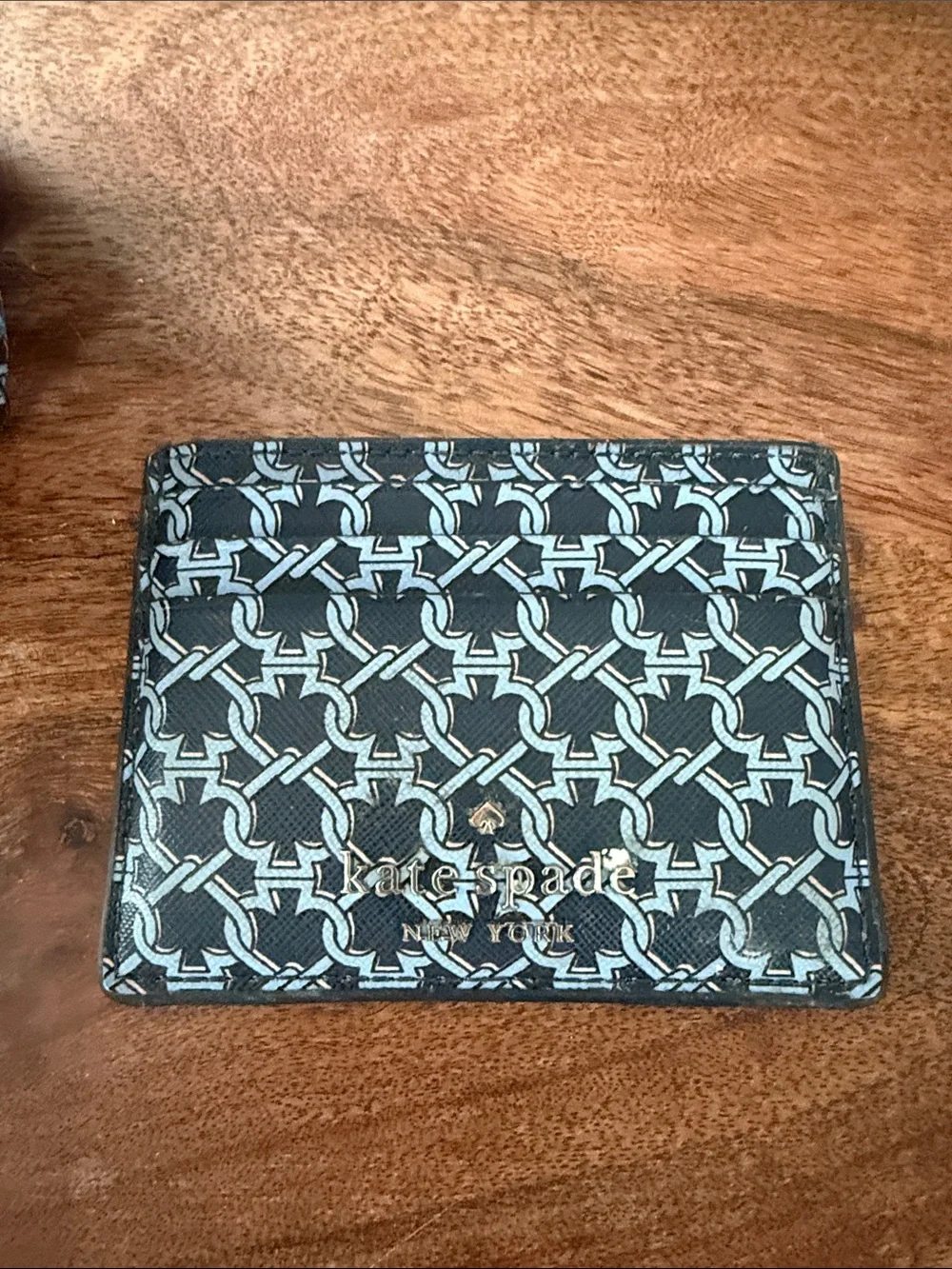 kate spade navy and light blue monogram crossbody with card case